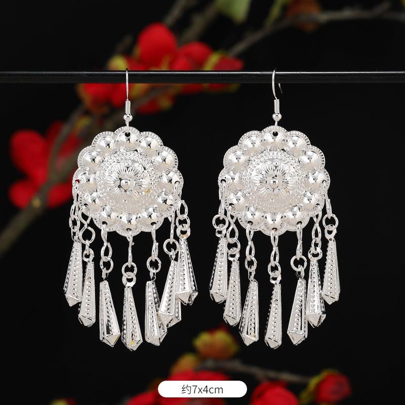 Miao Yin earrings retro exotic niche design long fringed earrings medium earrings women
