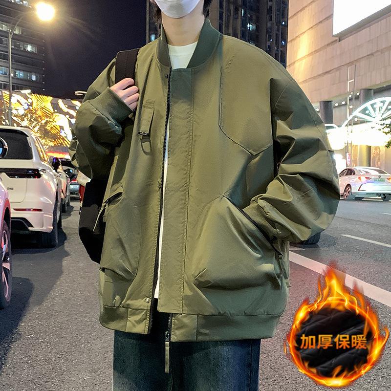 Мужская куртка Весна и Осень Американский Тулинг Повседневная Куртка Толстяк Свободная и Утепленная Большого Размера Мужская Одежда Хулиган Красивый Бейсбольный Мундир
