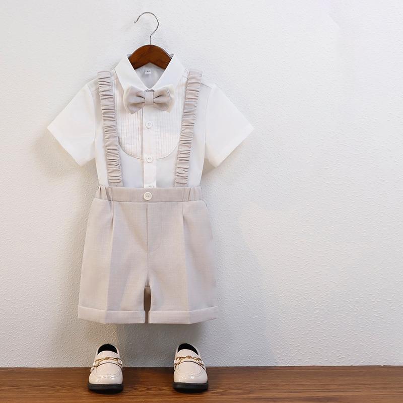 Boy Summer Vest Dress Suit Children's Host Piano Performance Photography Birthday Party Costume Kids Waistcoat Shorts Outfit