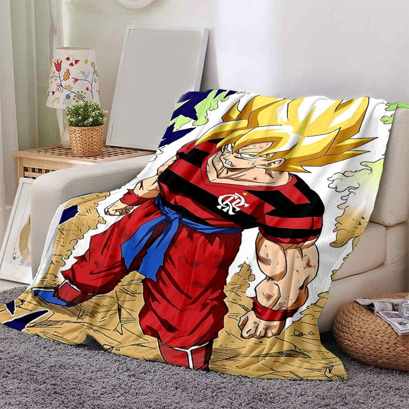1pc Super Saiyan Flamengo Flannel Blanket Soft Warm Throw Blanket for Bedroom Living Room Bed Travel Camping Picnic Gift. MT7160186