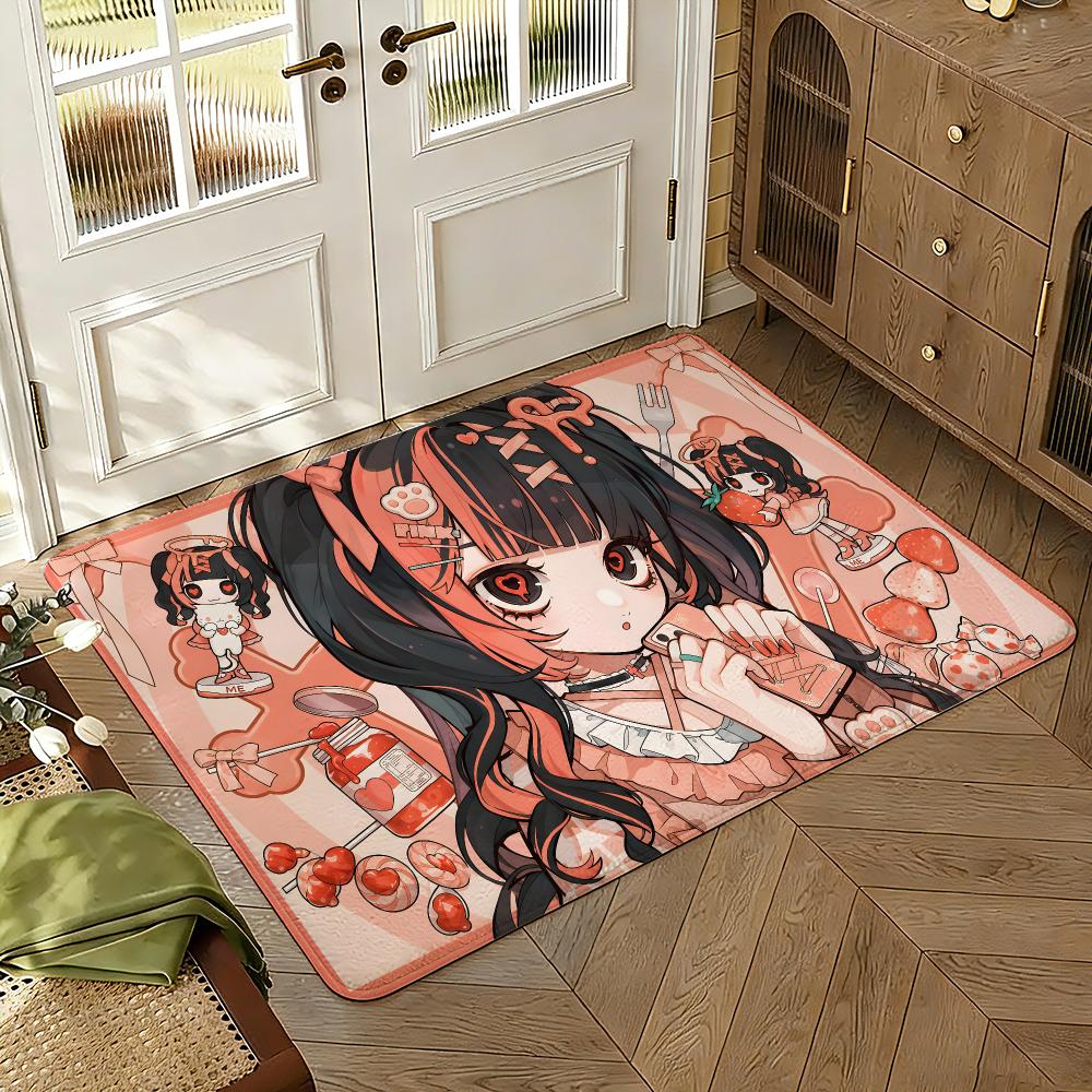 Cute Jirai Kei Floor Mat Soft Thickened Absorbent Non-Slip Bedroom Living Room Door Mat Home Decor Flannel Rugs