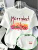 Marrakech Morocco Watercolor Skyline Print Unisex TShirt Cotton Casual Travel Tee