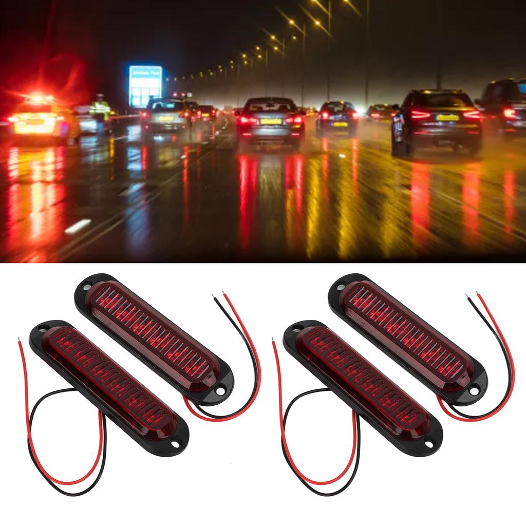 4Pcs Truck Side Lights High Brightness 90LM IP65 Waterproof 6 LEDs Truck Emergency Flash Light 12‑24V