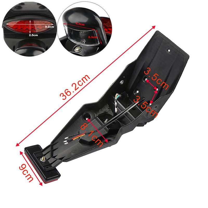 1pcs Black Motorcycle Rear Fender Mudguard LED Brake Tail Light 36.2*9cm Motorcycle Fender Tail Light Accessories Kayo
