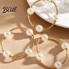 Faux Pearl Bracelet 3Pcs Women Adjustable Opening Design Imitation Delicate