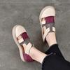 Johnature Genuine Leather Mixed Colors Hollow-out Sandals Casual Round Toe Thick Soled Women's Shoes