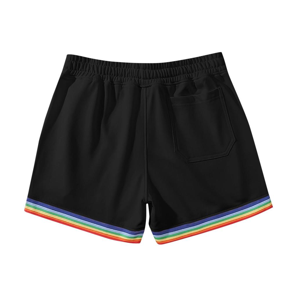Stylish Men's Swim Shorts with Rainbow Hem, Quick-Dry Fabric, for Beach, Pool, Gym Model LZF250300, Sizes S-XXL