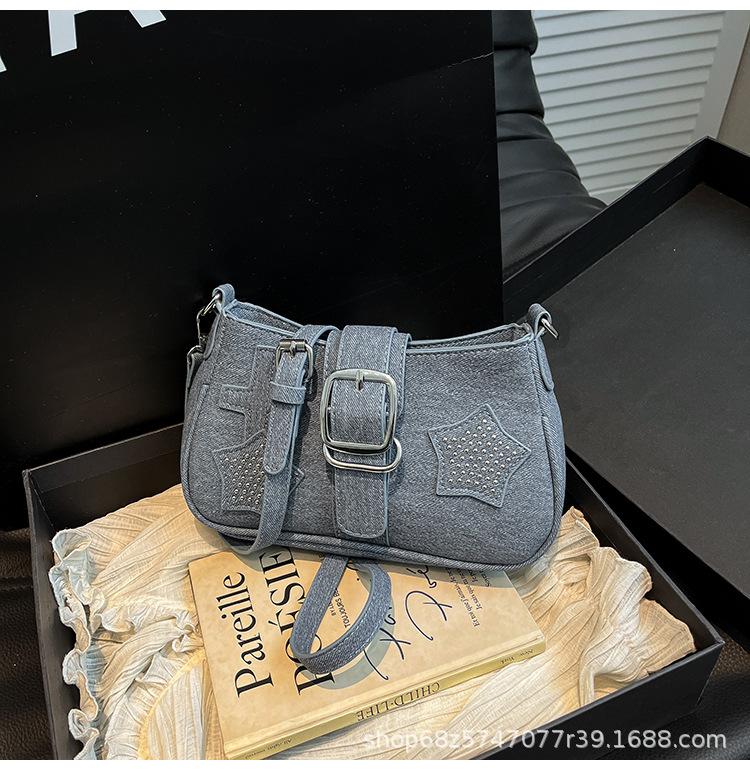 2025 New Fashion Texture Armpit Bag Summer Premium One-Shoulder Crossbody Bag Star Diamond Style Korean Women's Bag