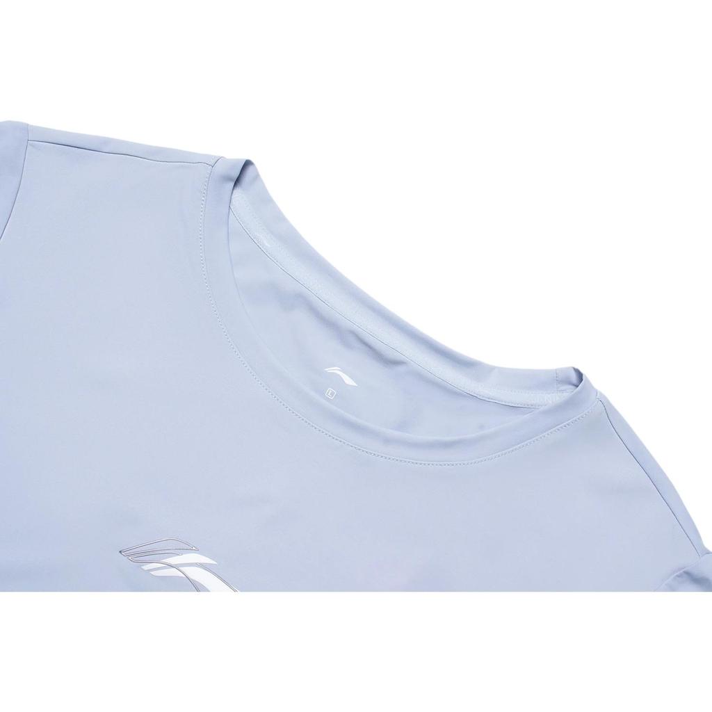 Li Ning Fitness Series UPF 50+ Logo Sun Protection Ice Feel Short Sleeve T-Shirt Women Tops Mojito-Blue ATSU730-1