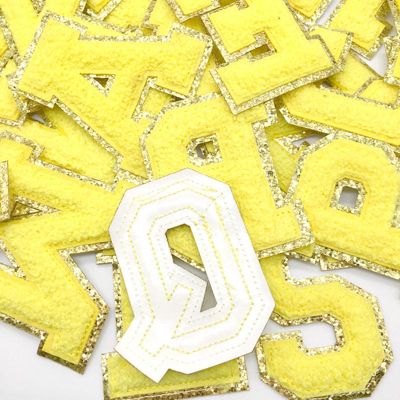 A-Z Big Size Letter Patches For Clothing Yellow Color Iron On Patches On Clothes Sew On Stickers Applications(8Cm)