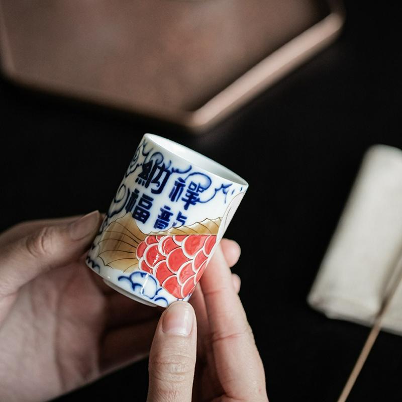 Chinese Style Ceramic Dragon Fish Tea Cup Household Small Cup Drinkware Kung Fu Teaware Master Single Cup Tea Set Accessories