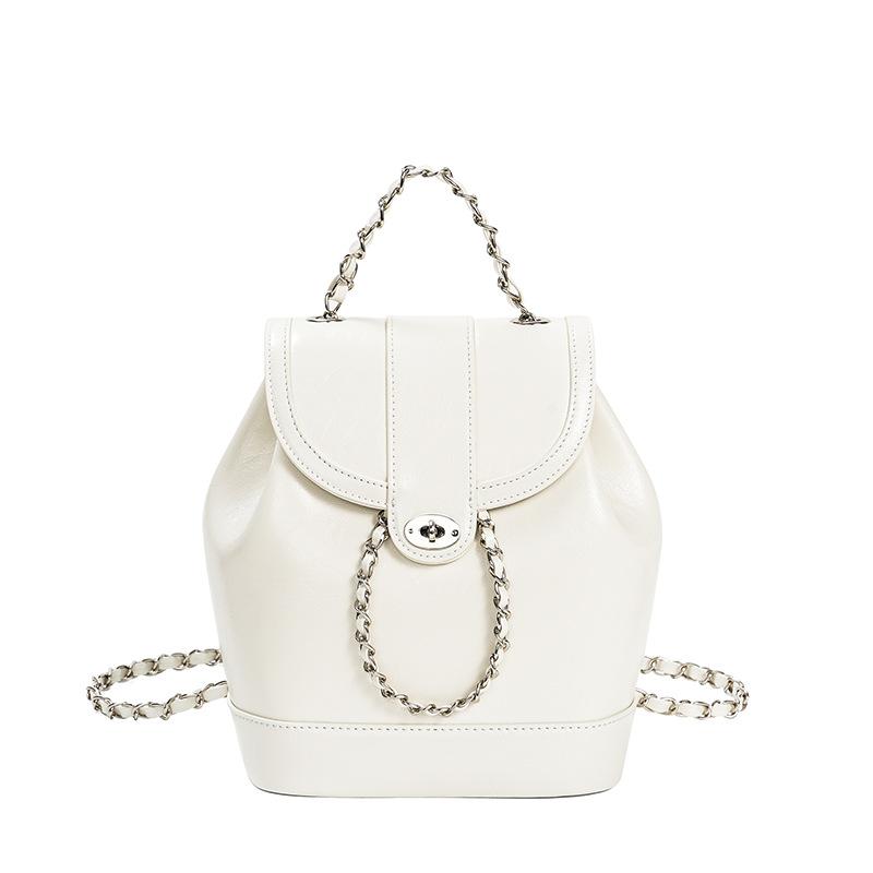 

Niche Simple большой емкости, высококачественный рюкзак, Xiaoxiangfeng, многоцелевой цепной маленький рюкзак бежевый