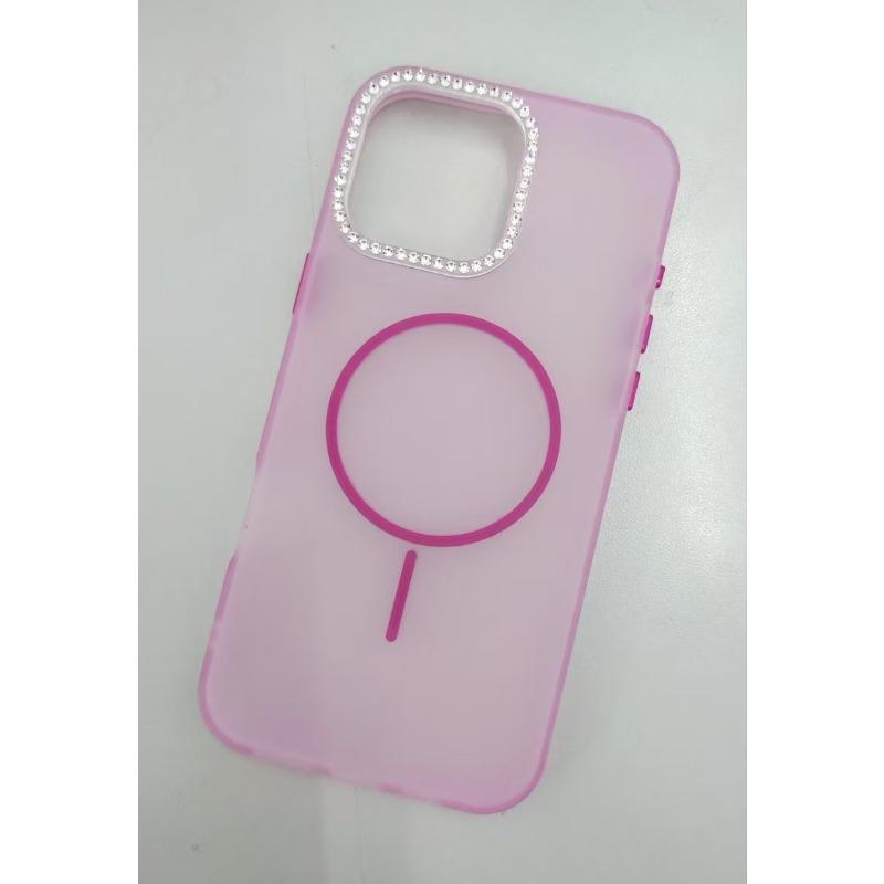 Applicable To IPhone 16pm Dot Drill Frame Mobile Phone Case Apple 15 Skin Feeling Frosted Color Fine Magnetic Suction Protective Case