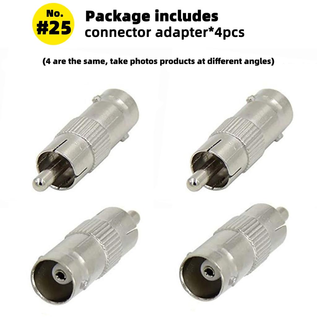 4 Pcs BNC Adapter Connector Coax Solderless RCA Q9 HD Video Plug for CCTV Camera Monitoring Radio Antenna and Video Application