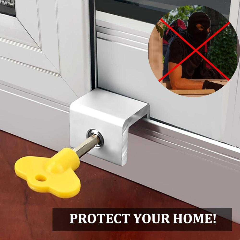 1/3/5pcs Sliding Window Locks Aluminum Alloy Window Stoppers Adjustable Window Door Frame Security Locks with Key for Home and Office