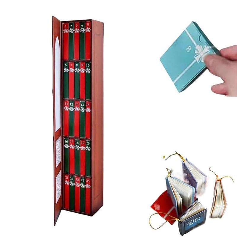 

2025 Мини Книжный Орнамент Адвент, Календарь Адвента с Подарками для Любителей Книг, Календарь Адвента с Подарками для Любителей Книг с 24 Книжными Подарками разноцветный