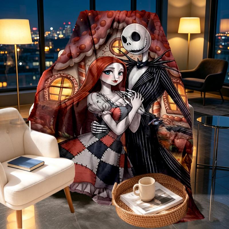 The Nightmare Before Christmas Print Blanket - Soft & Comfortable, for Bedroom, Travel, Sofa, Home Decoration - Birthday Christmas Gift for Friend