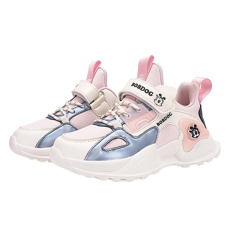 Babu Bean classmate daughter shoes leather surface autumn and winter breathable soft sole medium older child little princess girl sports shoes
