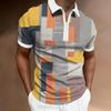 Men's Polo Shirt Business Casual Collar Retro Short Sleeve Zipper Golf Top