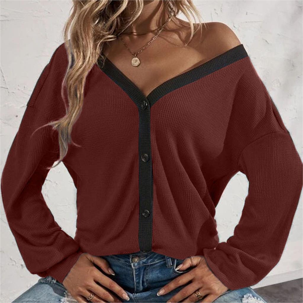 Women's Fashion Casual Single Breasted Cardigan Color Long Sleeve Jacket