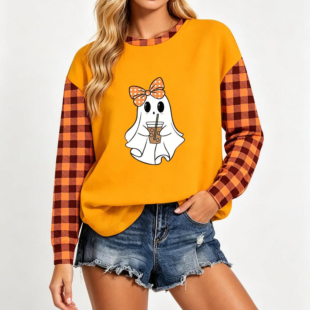 Women's Casual Long Sleeve Loose Fit Halloween Printed Sweatshirt