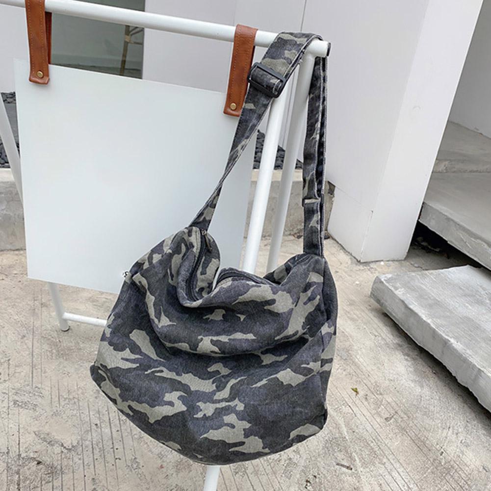 

Canvas Messenger Bag Camouflage Hobo Crossbody Bag Large Capacity Japanese Washable Zipper for Leisure Travel Shopping Hand Bag серый