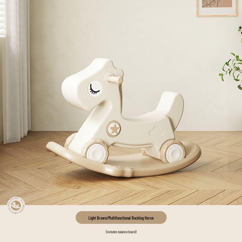 Happy Tree Dual-Use Wooden Rocking Horse & Slider for Infants & Toddlers with Free Shipping