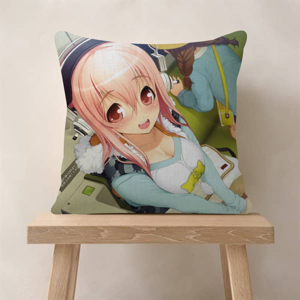 Beautiful Super SSonico Anime  4545cm Cushion Cover Pillow Cover Decor Pillowcase Home Pillowcase for Couch Pillow