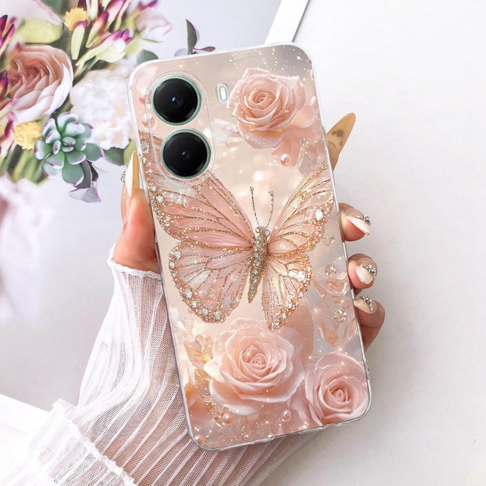 Clear For Xiaomi Poco X7 Pro Case Cover Cute Cat Fashion Butterfly Funny Painted Casing For Poco X7Pro 2412DPC0AI 2412DPC0AG