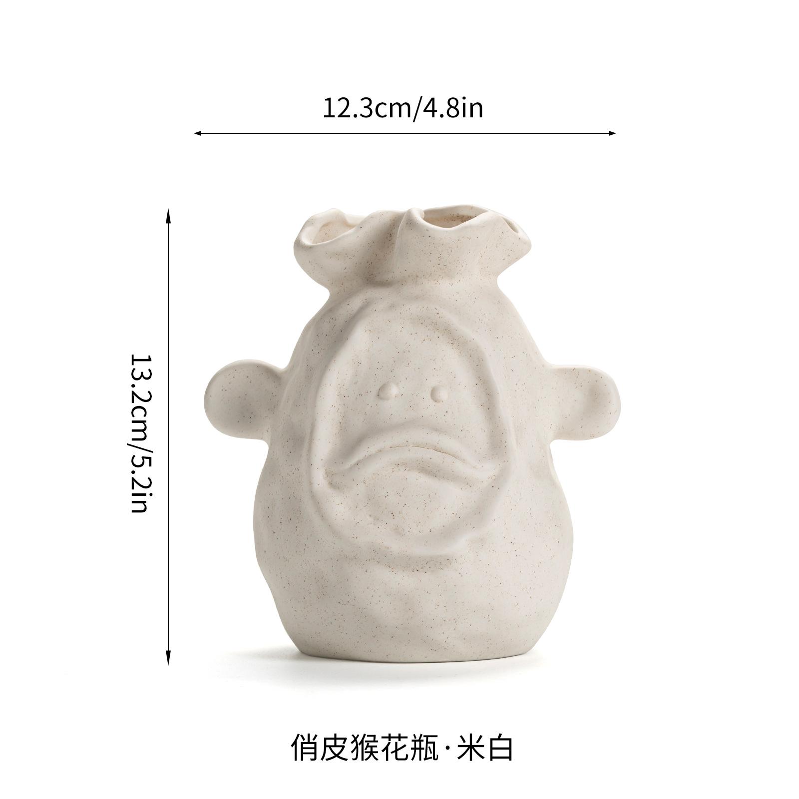 European-style Ceramic Vase Cartoon Animal Art Ornament Coarse Pottery Irregular Small Vase Hydroponic Container Home Ornament