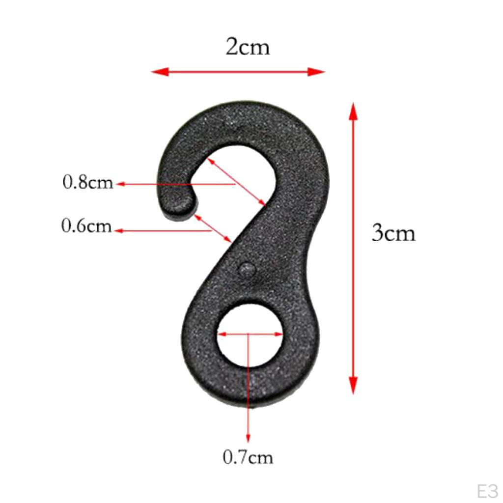 10 szt. Plastikowych haczyków do sznurka amortyzującego Końcówki do elastycznej taśmy do wiązania liny - uniwersalne