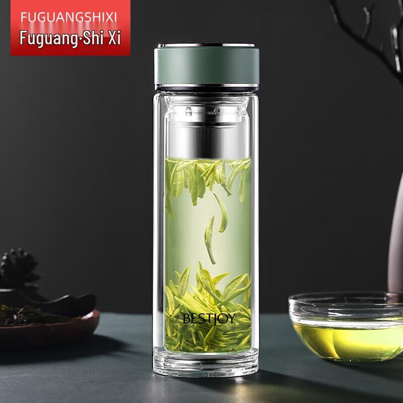 FUGURNG BESTJOY Portable Double-Layer Glass Tea Cup