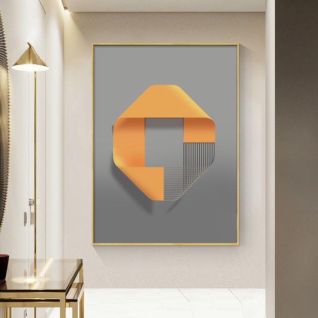 

Скандинавская современная роскошная декоративная картина, абстрактный оранжевый свет и тень, холст, картина, настенные художественные постеры для декора гостиной 21cm×30cm NoFrame