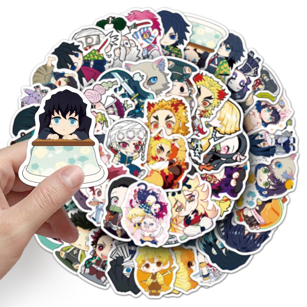 50 Pcs Chibi Demon Slayer Anime Stickers Waterproof Decals For Phone Case Handbook Journal Scrapbook DIY Decor For Anime Fans