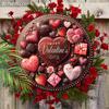 Happy Valentine's Day Chocolate Heart Wooden Sign, Round Front Door Decor, Sweet Treats & Roses Wall Hanging - Ideal Romantic Gift