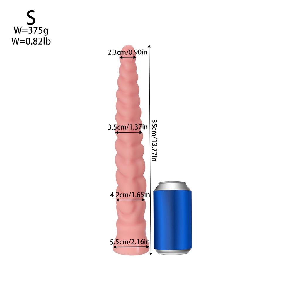Extra Long Anal Plug with Spiral Texture - Large Ribbed Whip Style Butt Plug for Men & Women, Realistic Dildo Adult Sex Toy