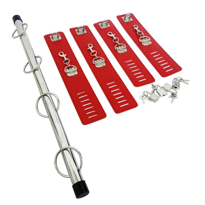 Sex Bondage Set Sex Handcuff Neck Collar Spreader Bar Steel Pipe Hand Leg Straps Restraints Slave Fetish SM Aldult Sex Toys