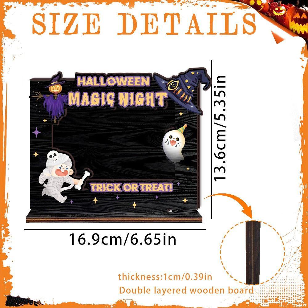 Creative Wood Photo Frame Happy Halloween Design Tabletop Photo Display Rack  Living Room