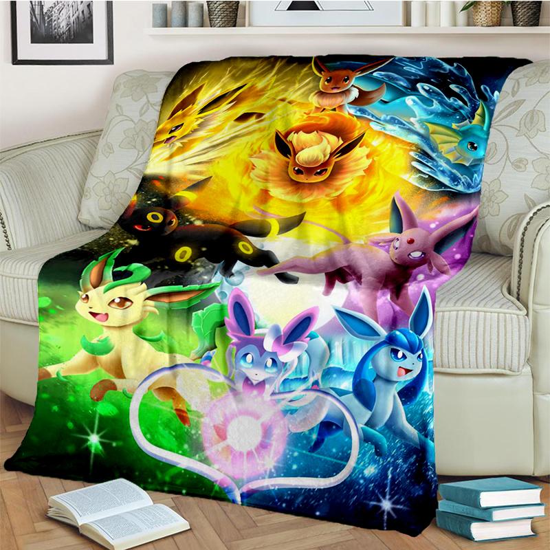 2025 New Cute Pikachu Pokemon Cartoon Gift Soft Plush Blanket,Flannel Throw Blanket for Living Room Bedroom Bed Sofa Cover Kids