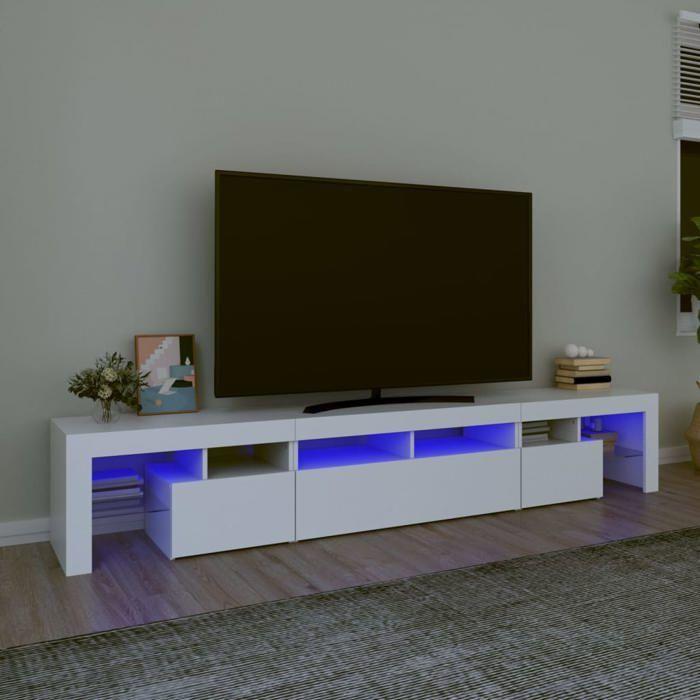 VidaXL Meuble TV avec Lumières LED Centre de Divertissement Rangement Meuble Média Meuble de Salon Salle de Séjour Maison 3152786