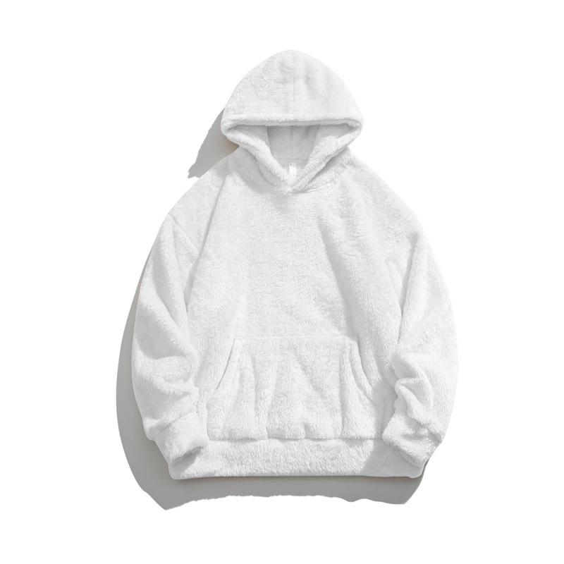 Autumn Winter Vintage Solid Color Fleece Warm Hooded Men's Jacket for Both Men, Lazy and Loose Warm Casual Hoodie