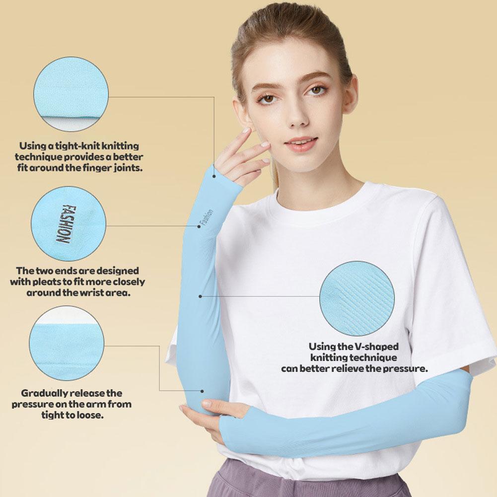 1Pair Ice Silk Sleeve Sunscreen Cuff Arm Sleeves Uv Sun Protect Anti-Slip Summer Men Women Gloves Outdoor Riding Arm Cover