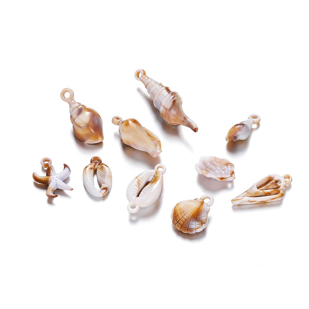 10/20Pcs/Lot Mix Acrylic Shell Conch Starfish Charm Pendants for DIY Women Earring Bracelet Necklace Jewelry Making Accessories