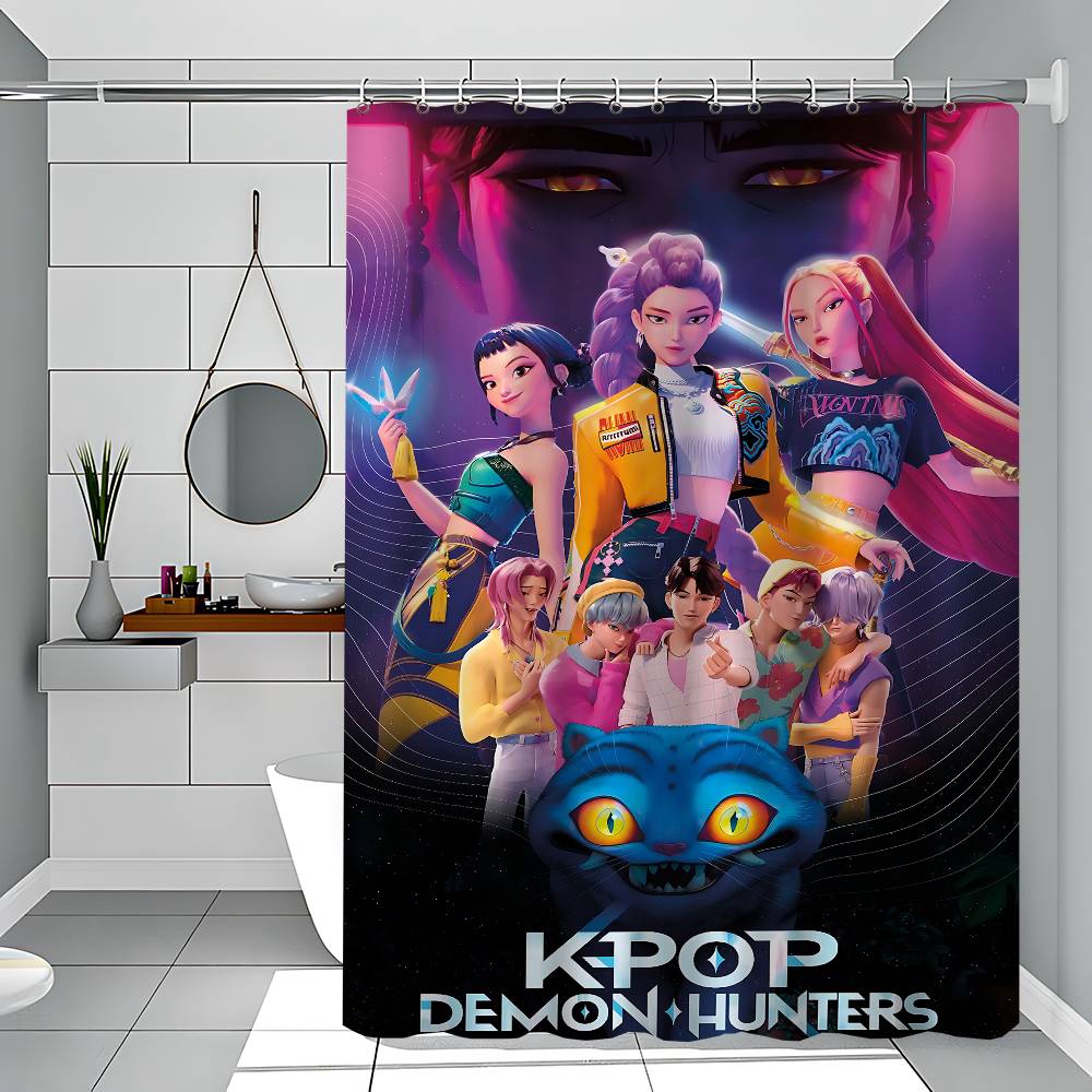 Kpop Dämonenjäger Lustig Und Kreativ Strand Duschvorhang Wasserdicht Polyester Badvorhänge Für Badezimmer Dekorieren Mit Haken