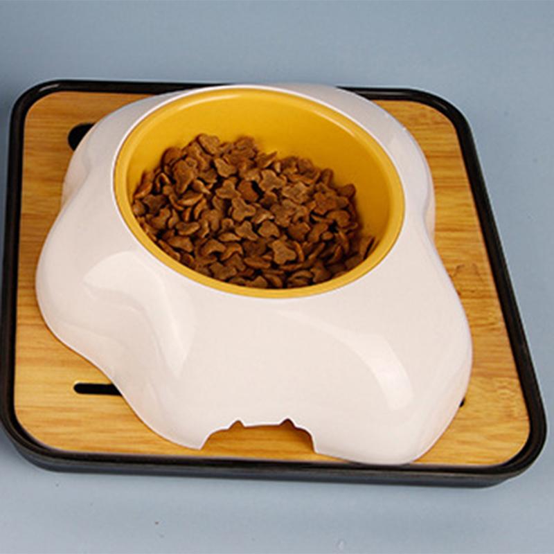 Pet Bowl Cute Large Capacity Prevent Slip Plastic Cat Dog Food Bowl for Indoor Feeding White Single Bowl
