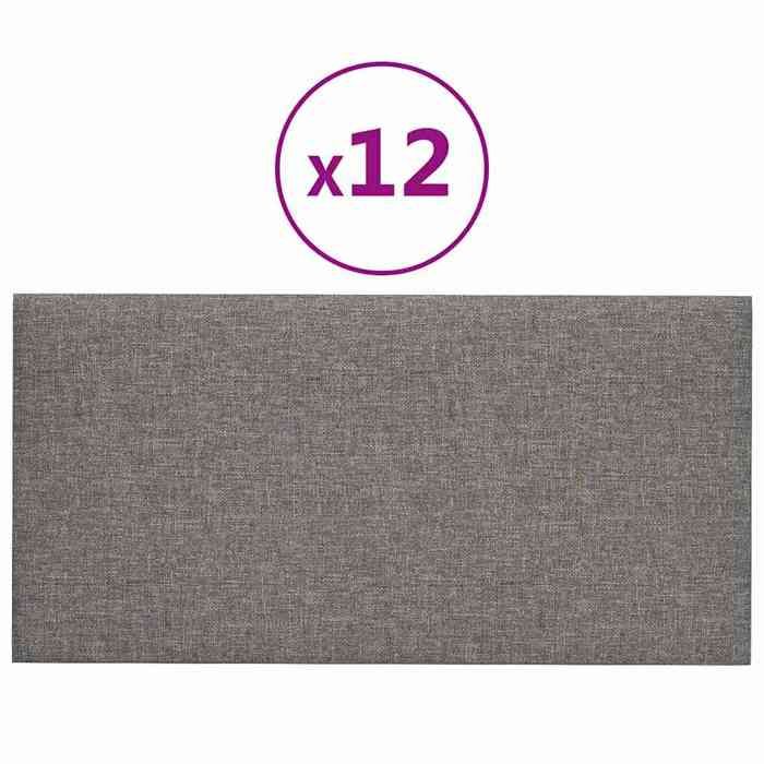 VidaXL Panneaux muraux 12 pcs Gris clair 30x15 cm Tissu 0,54 m² 343761