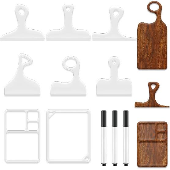 8PCS Router Templates for Woodworking 6 Acrylic Charcuterie Board Handle Template 2 Tray Router Templates Cutting Board Template with 3 Pens Angled