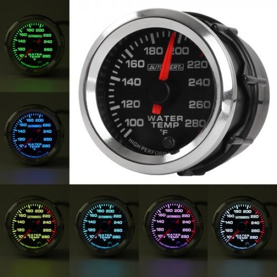 

Water Temp Gauge Meter 100-280 Fahrenheit 7 Color LED W/ 1/8 NPT Sensor .
