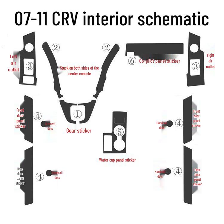 07-11 CRV Innenraum Kohlefaser Schaltpanel Aufkleber