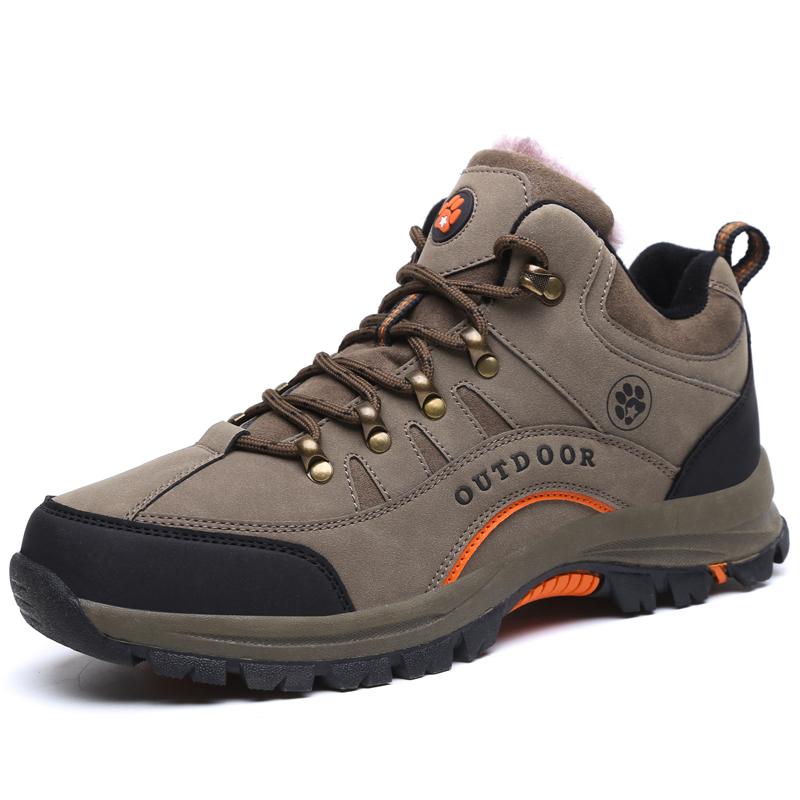 Outdoor Hiking Shoes Mid-top Men Boots Plush Breathable Women Shoes Wear-resistant Lace-up Men Casual Sports Shoes Women